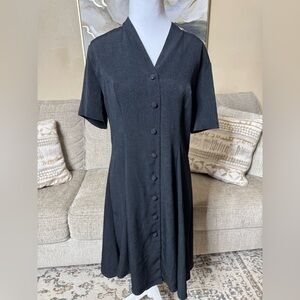 Petite Sophisticate Black Button-Front Midi Dress